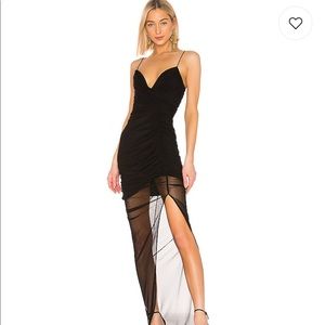 long black sheer slit dress